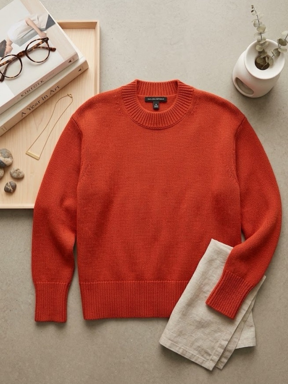 Banana Republic Women's Crewneck Sweater in Bright Orange